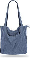 Blue corduroy pocket handbag